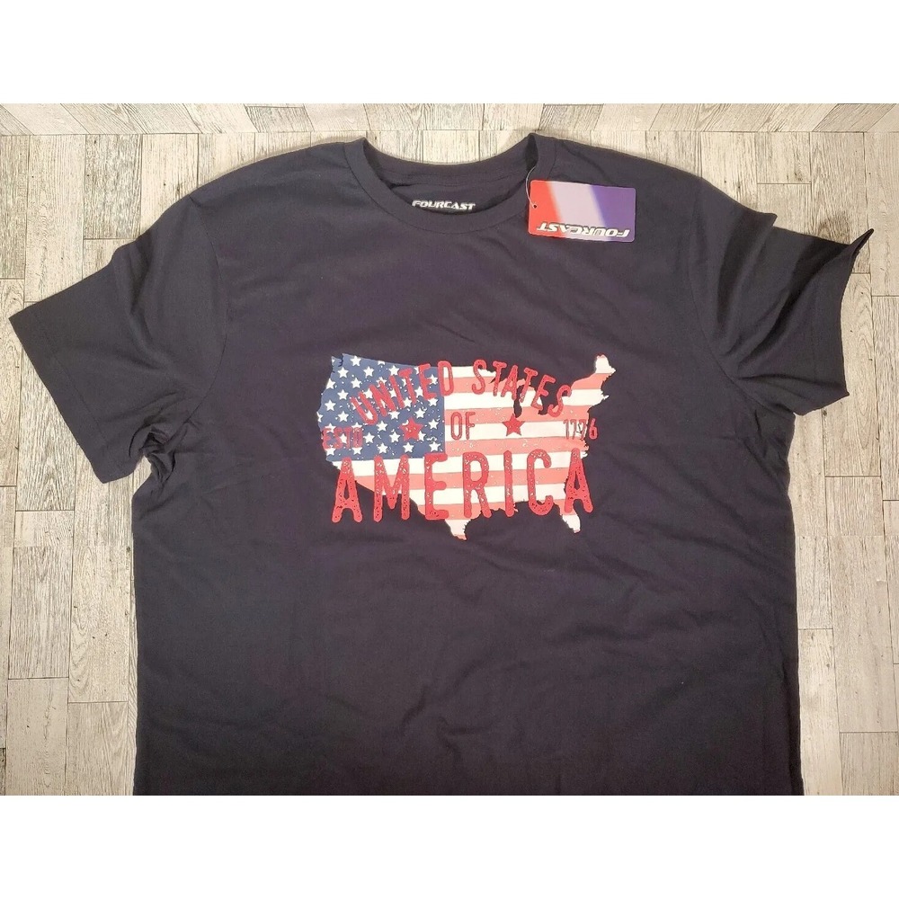 Fourcast Shirt Men's XL Patriotic USA Navy United States of America NEW